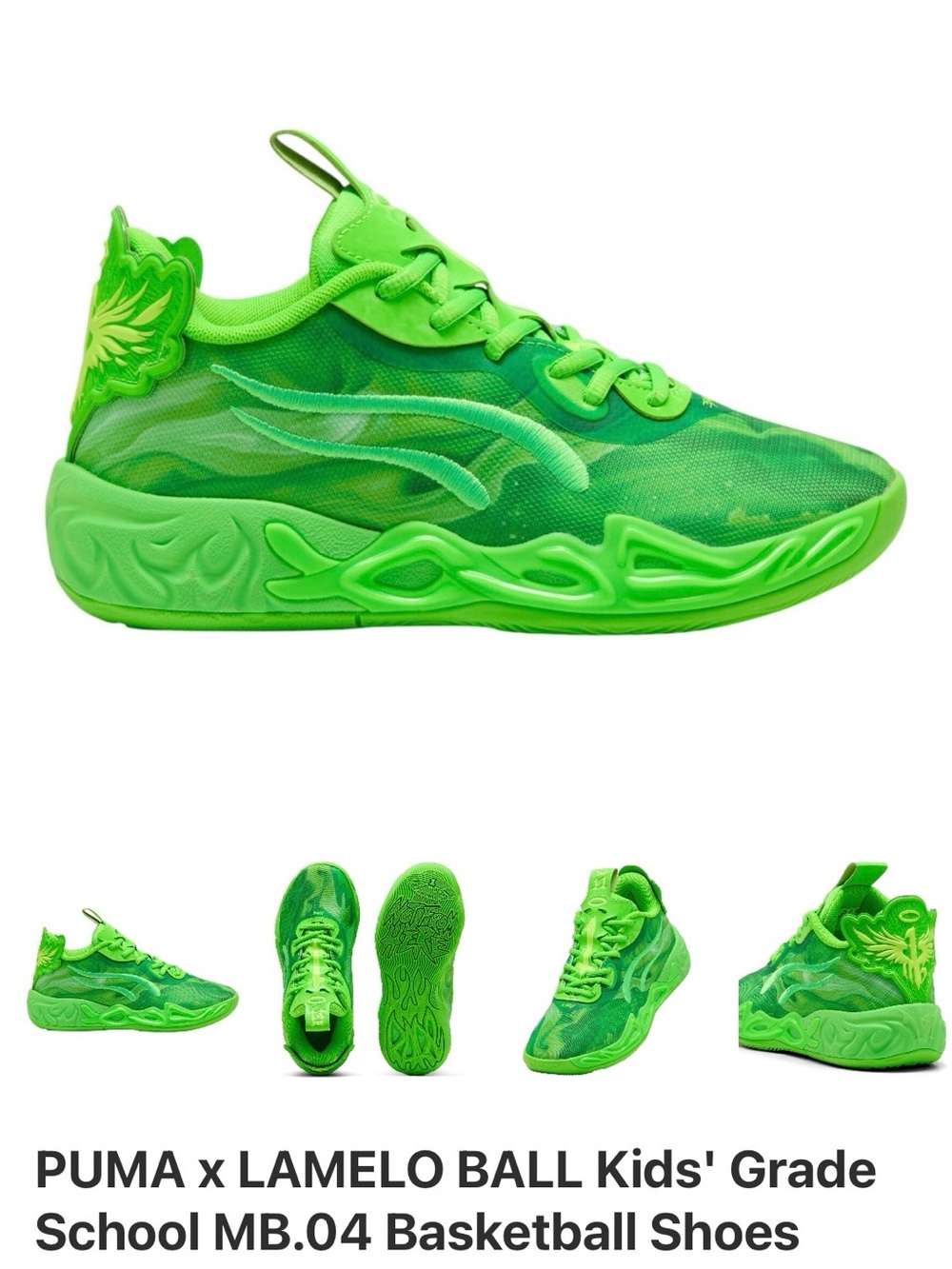 PUMA x Lemelo Anthony Kids' MB.04 Basketball Shoes - Neon Green